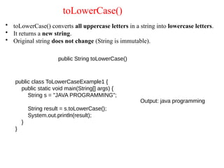 string in java class, method, object, ch | PPTX
