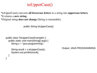 string in java class, method, object, ch | PPTX