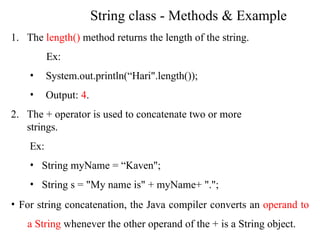 string in java class, method, object, ch | PPTX