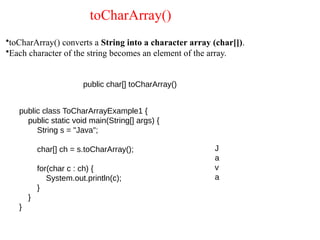 string in java class, method, object, ch | PPTX