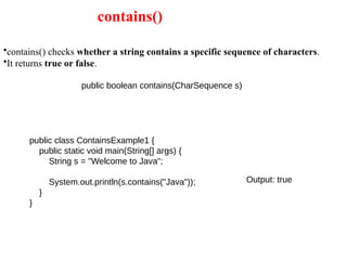 string in java class, method, object, ch | PPTX