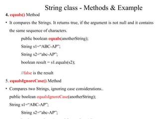 string in java class, method, object, ch | PPTX