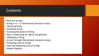 Strings in c++ | PPTX | Programming Languages | Computing