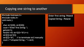Strings in c++ | PPTX | Programming Languages | Computing