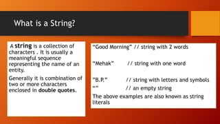 Strings in c++ | PPTX | Programming Languages | Computing