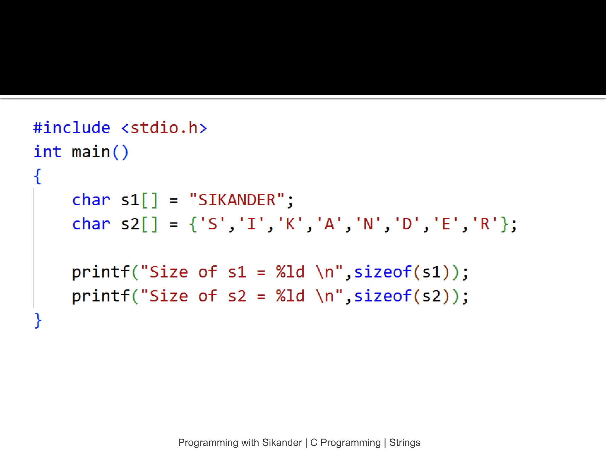 Programming with Sikander | C Programming | Strings 