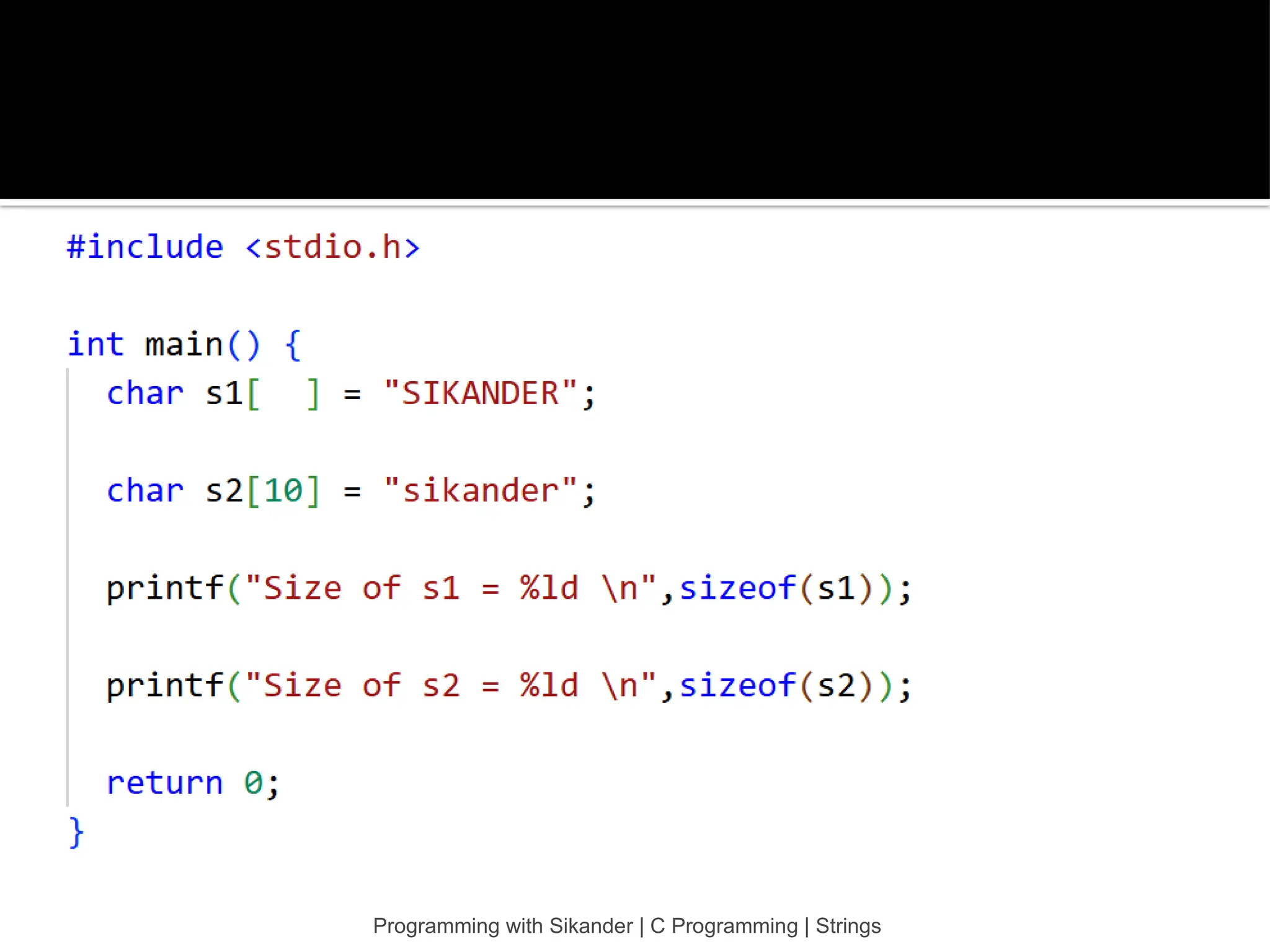 Programming with Sikander | C Programming | Strings 