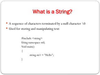 Strings in CPP - Strings in C++ are sequences of characters used to ...