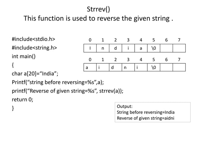 String predefined functions in C programming | PPT