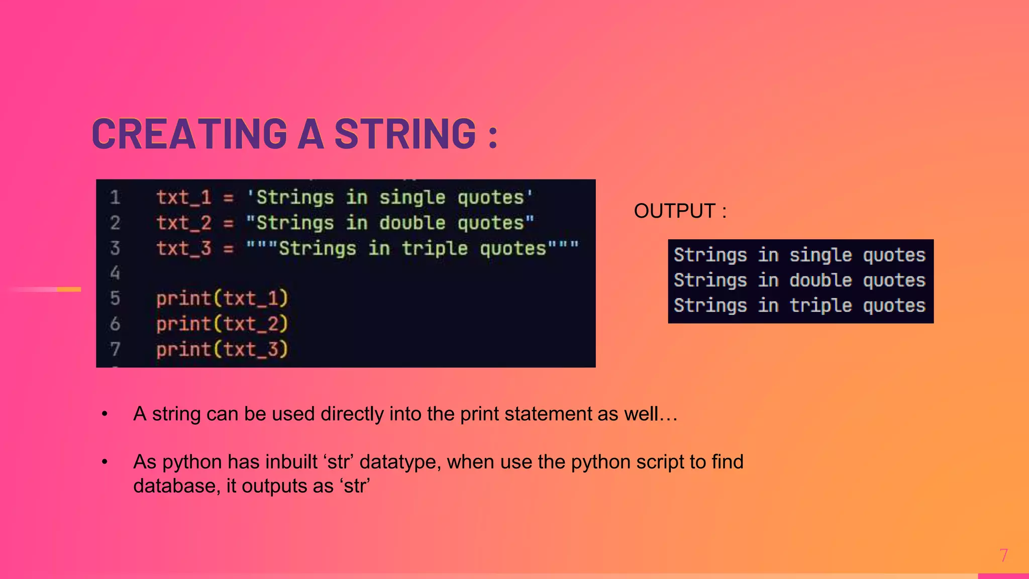 STRINGS IN PYTHON | PPTX