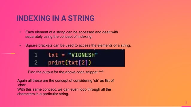 STRINGS IN PYTHON | PPTX