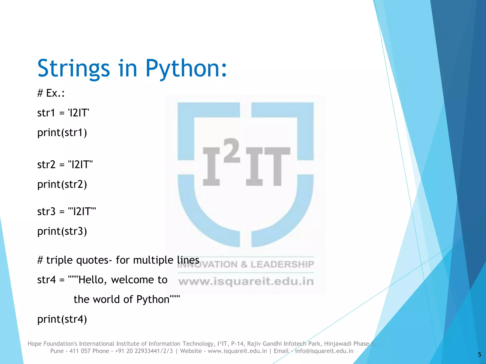 Strings in Python | PPTX