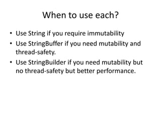 String, StringBuffer and StringBuilder | PPTX | Programming Languages ...