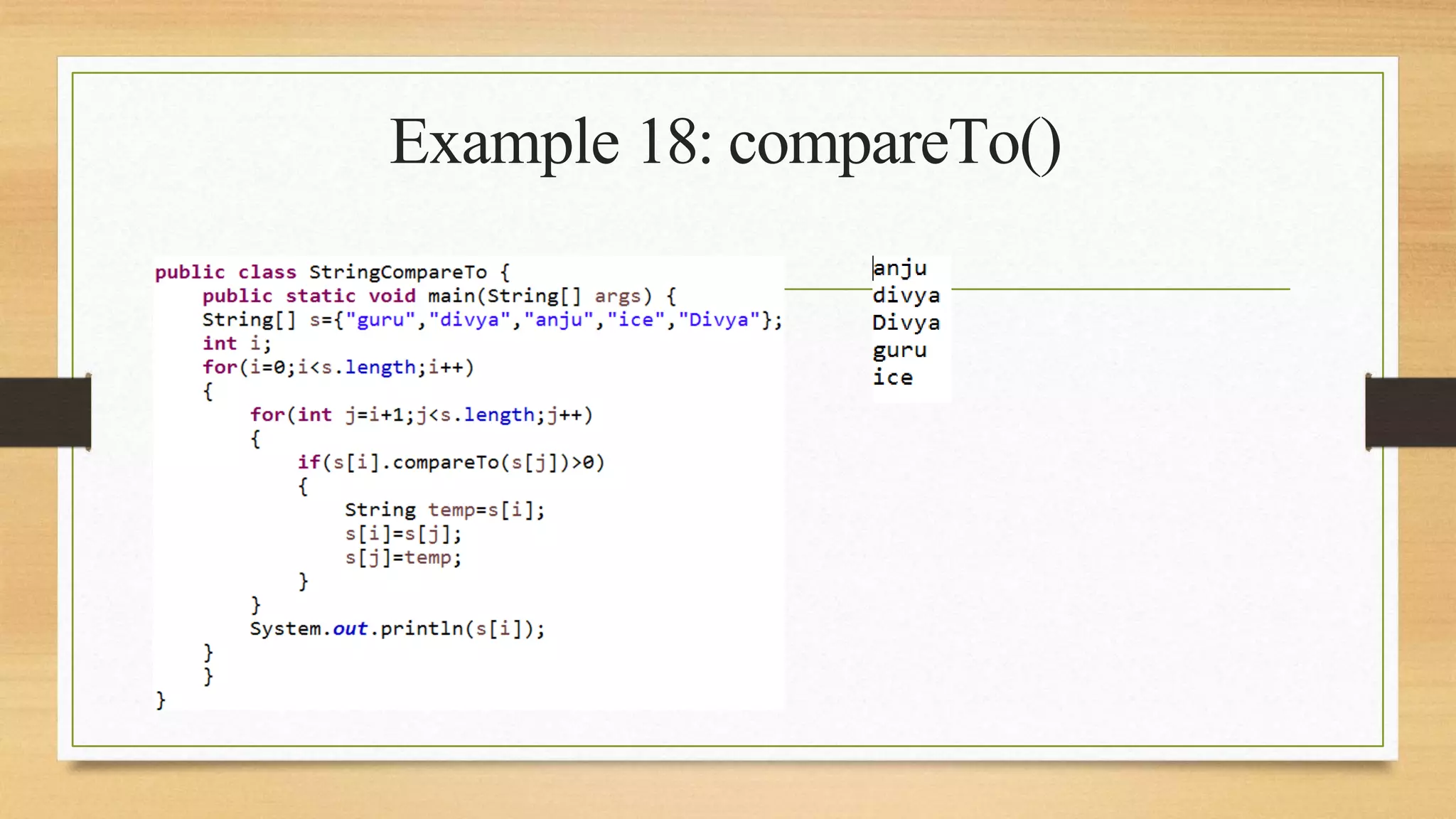 Example 18: compareTo()
 
