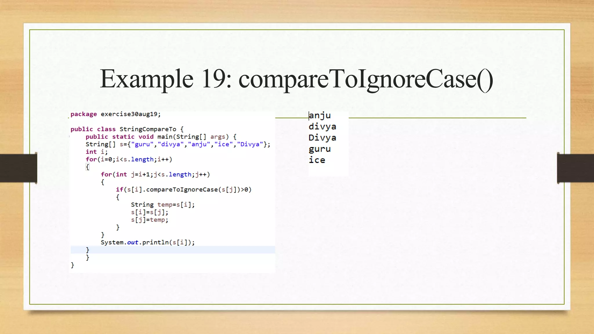 Example 19: compareToIgnoreCase()
 
