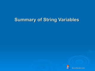 Summary of String Variables   