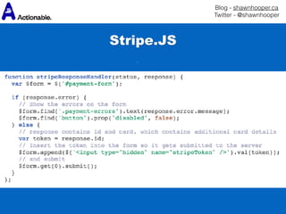 Blog - shawnhooper.ca 
Twitter - @shawnhooper
Stripe.JS
 
