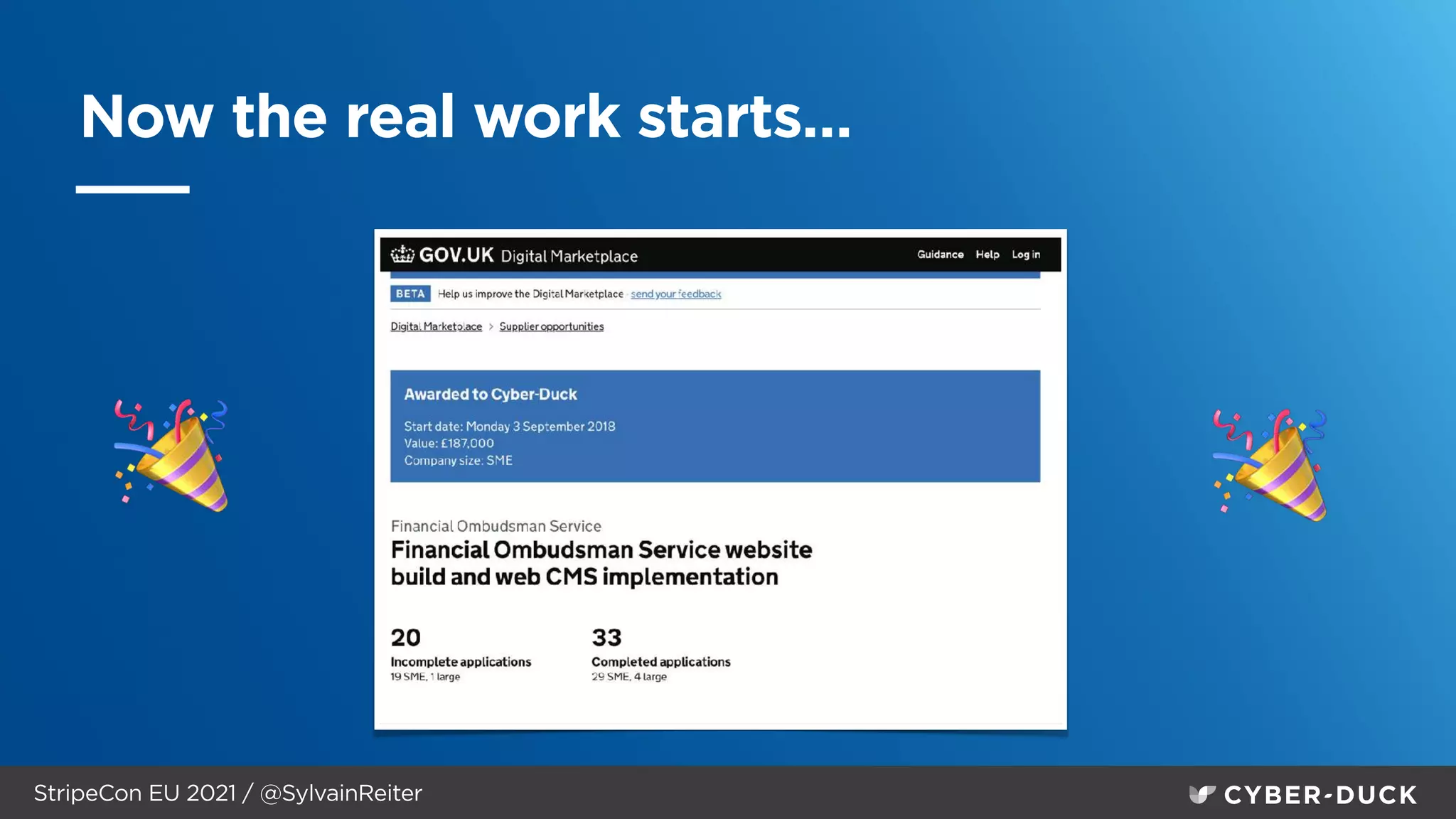 StripeCon EU 2021 / @SylvainReiter
Now the real work starts…
🎉 🎉
 