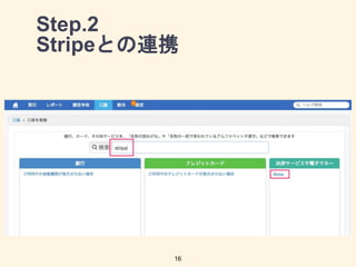 Step.2
Stripeとの連携
16
 