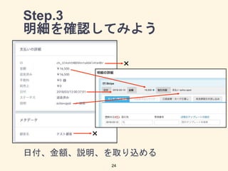Step.3
明細を確認してみよう
日付、金額、説明、を取り込める
24
❌
❌
 