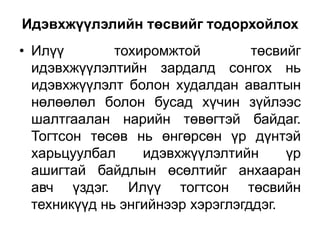 Идэвхжүүлэлийн төсвийг тодорхойлох
• Илүү        тохиромжтой         төсвийг
  идэвхжүүлэлтийн зардалд сонгох нь
  идэвхжүүлэлт болон худалдан авалтын
  нөлөөлөл болон бусад хүчин зүйлээс
  шалтгаалан нарийн төвөгтэй байдаг.
  Тогтсон төсөв нь өнгөрсөн үр дүнтэй
  харьцуулбал     идэвхжүүлэлтийн      үр
  ашигтай байдлын өсөлтийг анхааран
  авч үздэг. Илүү тогтсон төсвийн
  техникүүд нь энгийнээр хэрэглэгддэг.
 