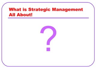 What is Strategic Management All About! ,[object Object]