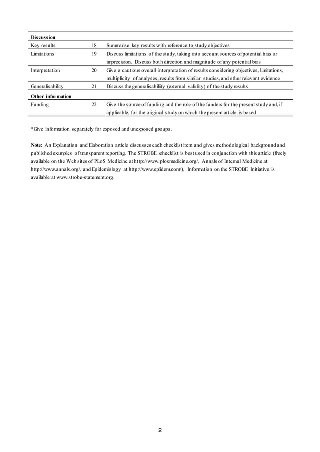 Strobe checklist crosssectional PDF
