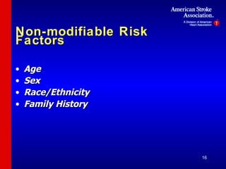 Non-modifiable Risk Factors Age Sex Race/Ethnicity Family History 