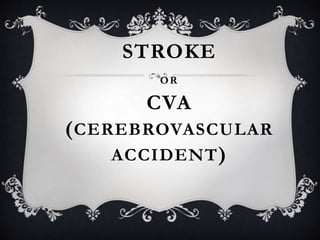 STROKE
OR
CVA
(CEREBROVASCULAR
ACCIDENT)
 