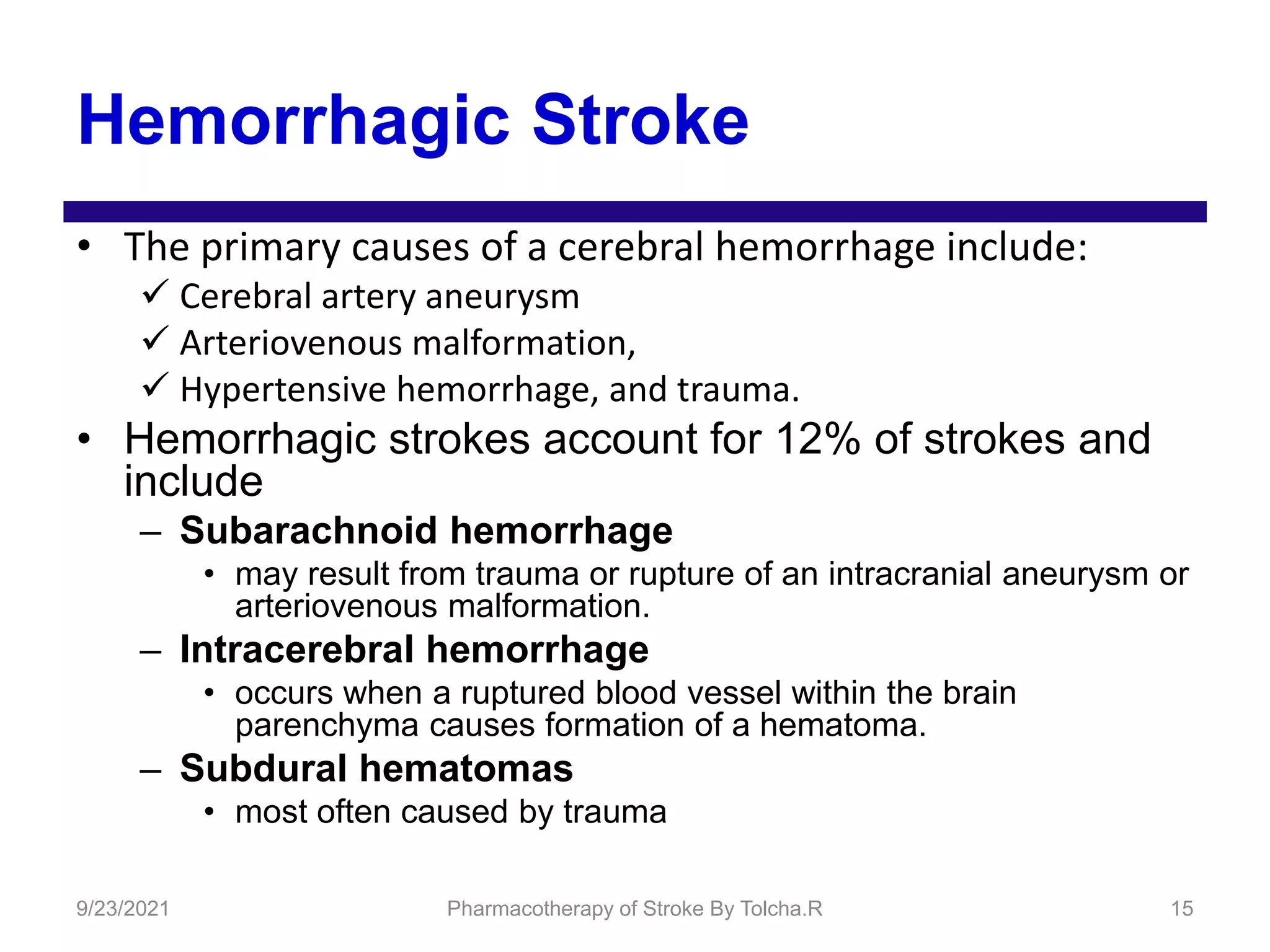 Pharmacotherapy of Stroke | PPTX