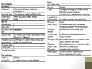 If they come to you with stroke, what investigation what you like to do?
