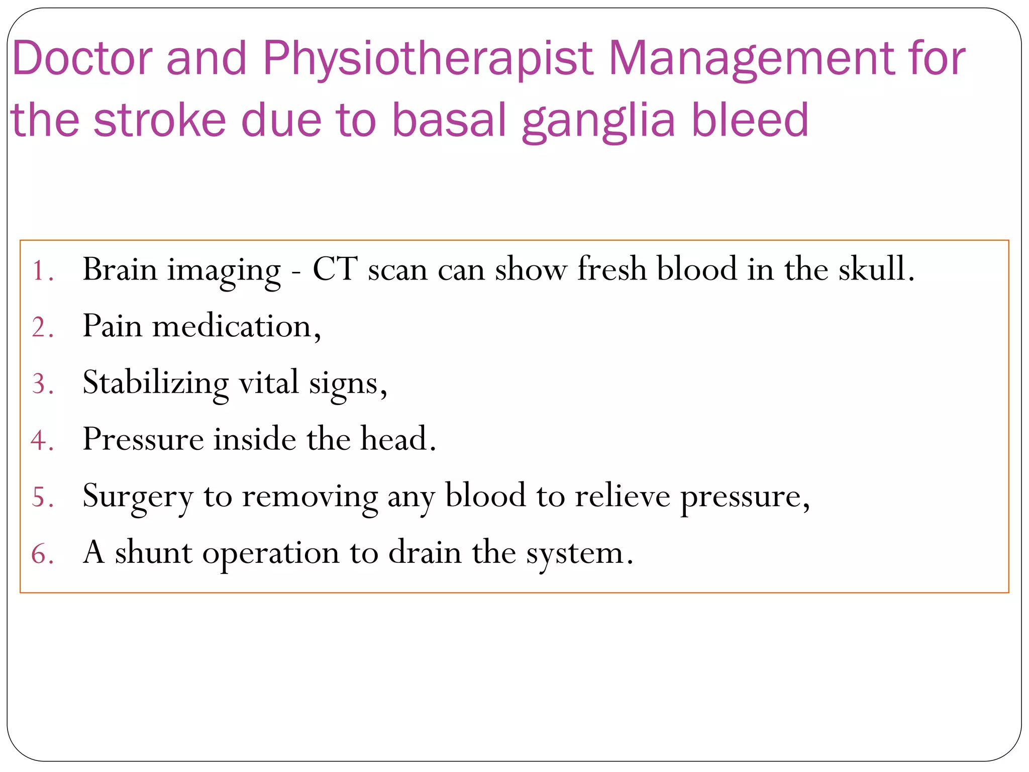 Stroke basal ganglia bleed PPT