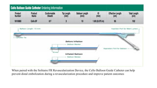 When paired with the Solitaire FR Revascularization Device, the Cello Balloon Guide Catheter can help
prevent distal embolization during a revascularization procedure and improve patient outcomes
 