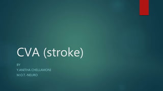 CVA (stroke)
BY
Y.ANITHA CHELLAMONI
M.O.T.-NEURO
 