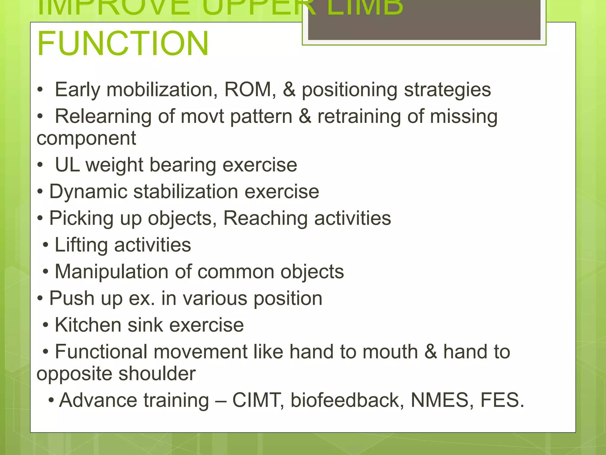 PHYSIOTHERAPY MANAGEMENT OF POST STROKE PATIENT. | PPTX