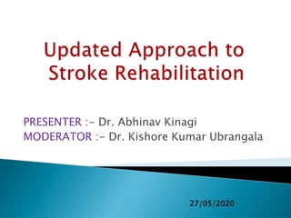 PRESENTER :- Dr. Abhinav Kinagi
MODERATOR :- Dr. Kishore Kumar Ubrangala
27/05/2020
 