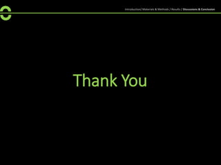 Thank You
Introduction/ Materials & Methods / Results / Discussions & Conclusion
 