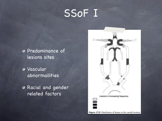 SSoF I


Predominance of
lesions sites

Vascular
abnormailities

Racial and gender
related factors
 