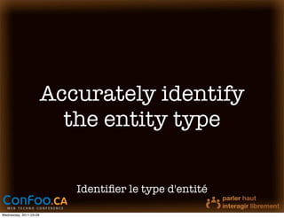 Accurately identify
                          the entity type

                           Identiﬁer le type d'entité

Wednesday, 2011-03-09
 