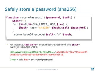 Safely store a password (sha256)
function securePassword ($password, $salt) {
 function securePassword ($password, $salt) ...