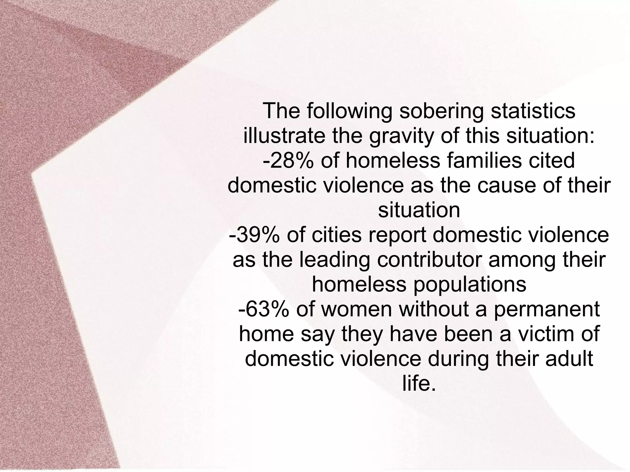 Strong Link Between Domestic Violence and Homelessness | PPT