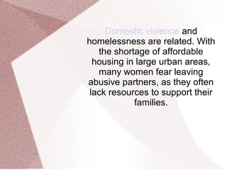 Strong Link Between Domestic Violence and Homelessness | PPT