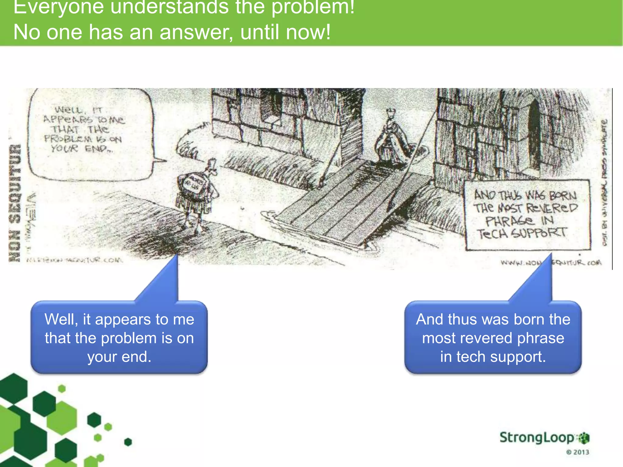 Everyone understands the problem!
No one has an answer, until now!
Well, it appears to me
that the problem is on
your end.
And thus was born the
most revered phrase
in tech support.
 