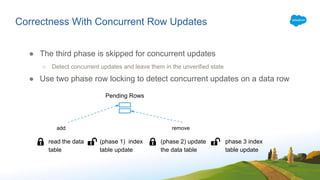 Correctness With Concurrent Row Updates
● The third phase is skipped for concurrent updates
○ Detect concurrent updates an...