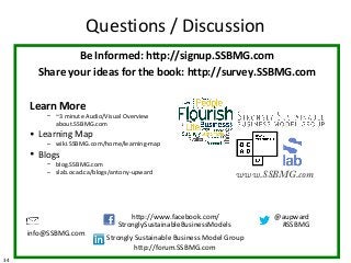 Questions / Discussion
Be Informed: http://signup.SSBMG.com
Share your ideas for the book: http://survey.SSBMG.com
Learn M...
