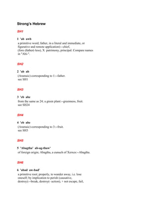 Strong' S Hebrew Dictionary Of Ot Words