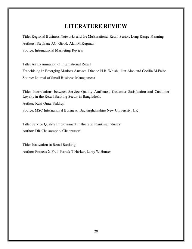 Literature review service quality banking