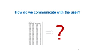 22
How do we communicate with the user?
?
 