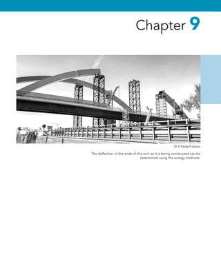 The deflection of the ends of this arch as it is being constructed can be
determined using the energy methods.
Chapter 9
© Il Fede/Fotolia
 