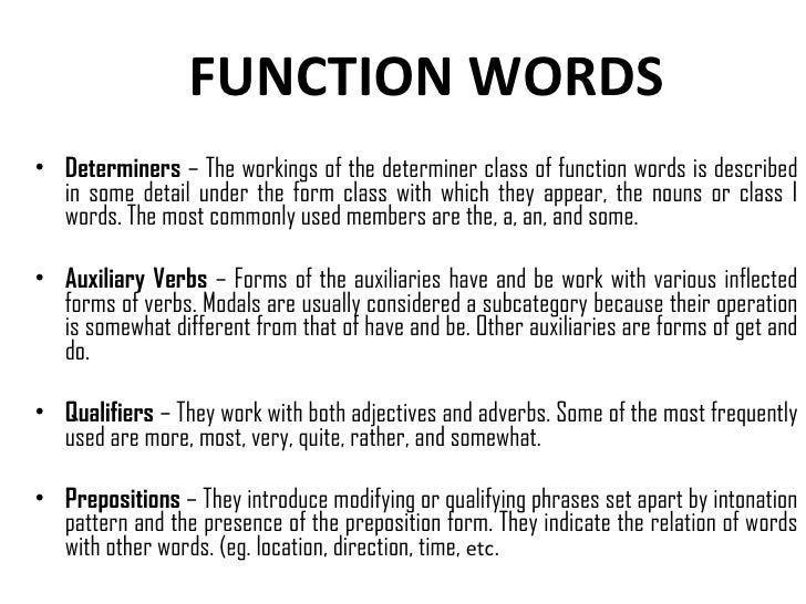 functional words list lara